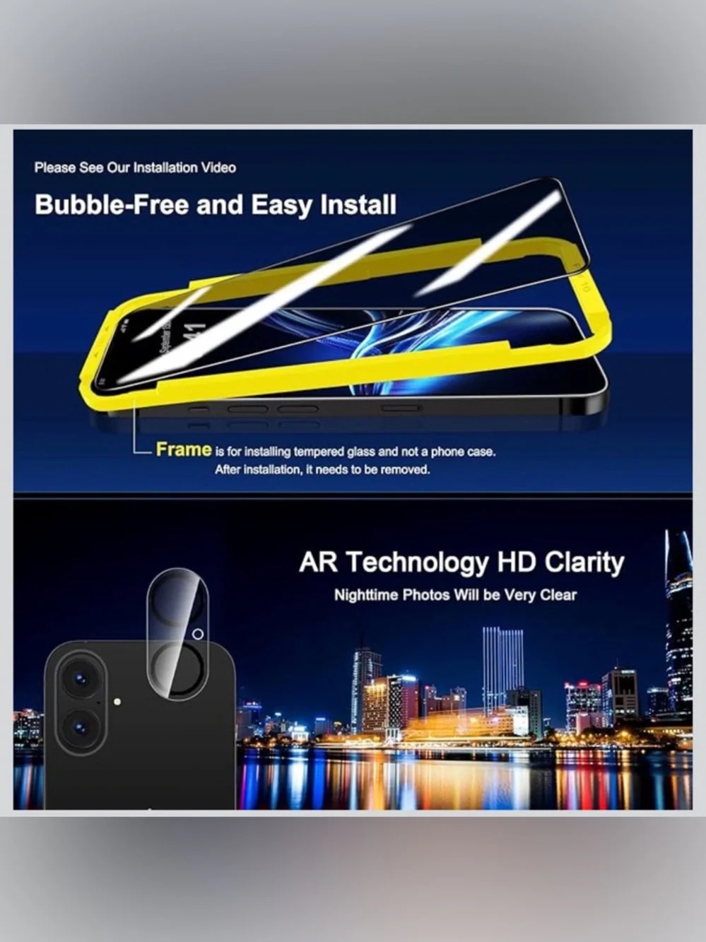 Privacy Tempered Glass Screen For iPhone 16 - 3 Pack with Camera Protectors